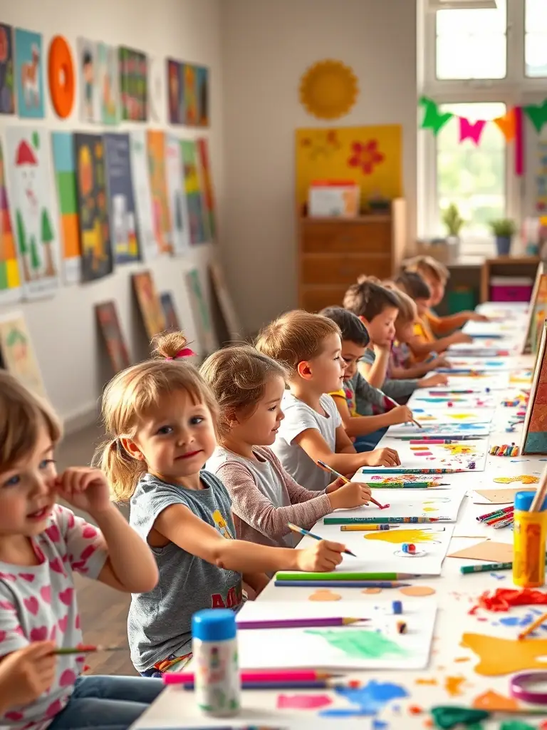 Children participating in a Foyer Rural-organized arts and crafts workshop, demonstrating the organization's commitment to socio-educational development.